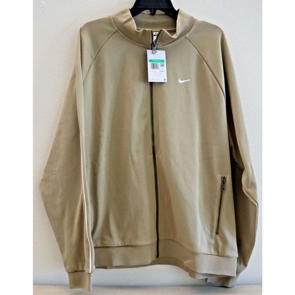 Nike DQ5003 247 Men's Sz XL Khaki Brown Solo Swoosh Full Zip Track Jacket $135 - Picture 2 of 8